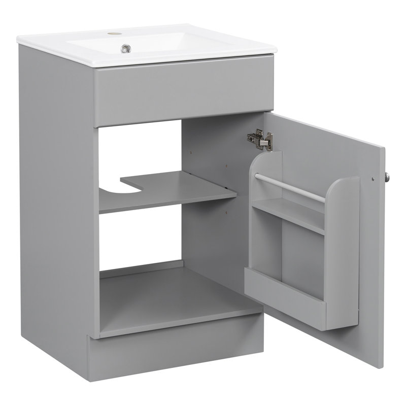 Meuble-lavabo de 20 po avec lavabo, meuble-lavabo avec tablette de porte et tablette réglable