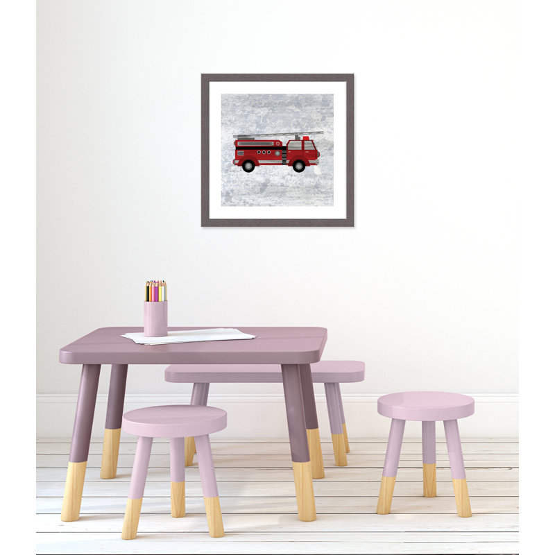 Rouge 1 impression sur papier, H 22,5 po x l 22,5 po x P 0,6 po, Encadré plat à grain de bois gris