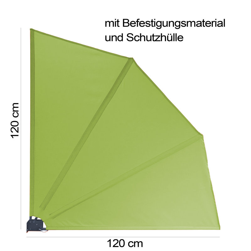 Balcony Fans 1m W x 1m D Retractable Side Awning, Green