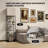 4 Tier Shelf Floor Lamp with Large Size, Floor Lamp with Shelves with 3 Color Temperature, Modern Wood Storage Disaplay Standing Lamp with Linen Shade for Living Room, Bedroom, Office(Black)