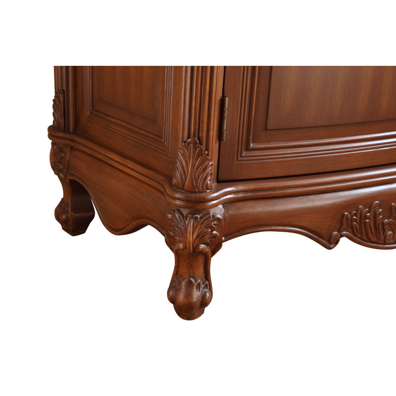 Ensemble de meuble-lavabo simple 36 po Aurillac, Teck, Marbre de couleur crème