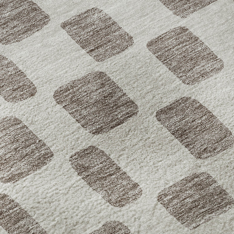 Tapis taupe Prisco lavable à la machine de qualité supérieure, Rectangulaire 3 pi x 5 pi