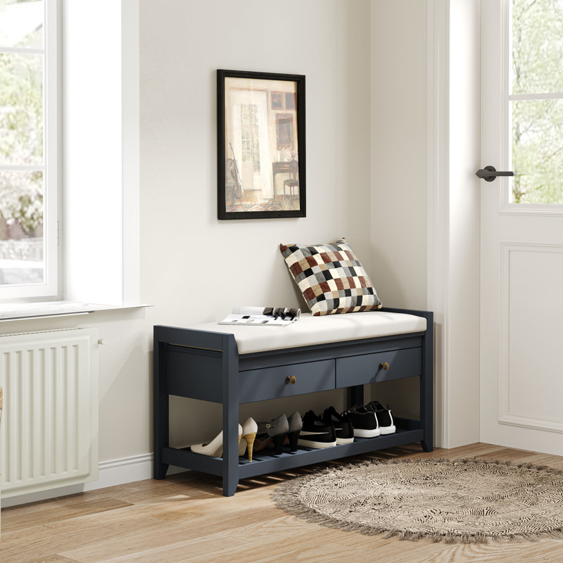 Walpurga Han 2-in-1 Entryway Shoe Storage Bench with Drawers, Blue