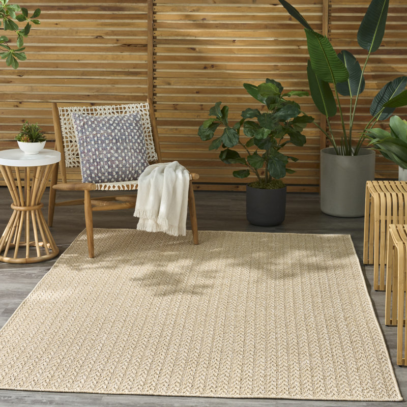 Tapis d'extérieur Cantara, Rectangle 9 pi x 12 pi, Ivory/Cream