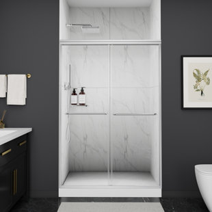44-48"W X 71"H Double Sliding Frameless Shower Door | 1/4 " (6Mm) Clear SGCC Tempered Glass | Stainless Steel Hardware | Safe, Explosion-Resistant, Clear & Stylish, Sturdy & Durable｜Aluminum Frame