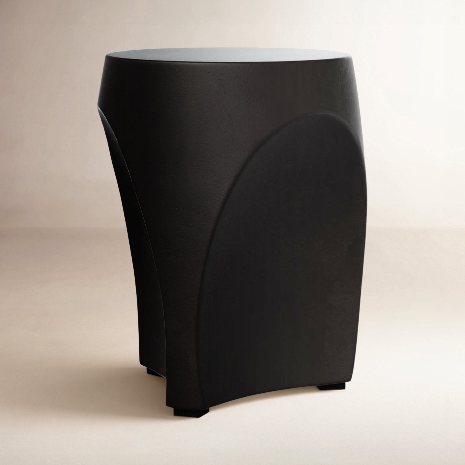 Kareen Concrete Accent Stool, Lava Brown