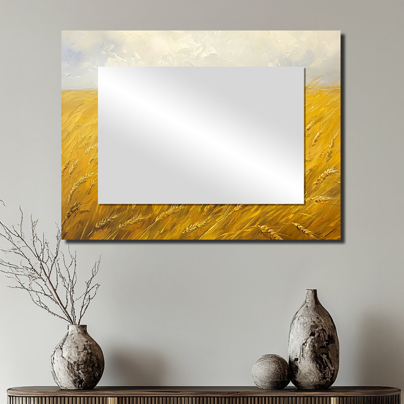 «Golden Fields Of Sheep II», reproduction d'art sur miroir mural d'animaux, 24 po x 32 po