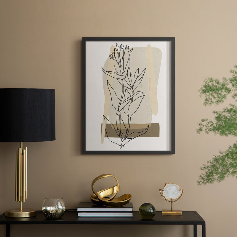 «Modern Botanical II», reproduction encadrée - bois massif, Noir, noir, noir, noir, H 15 po x l 12 po