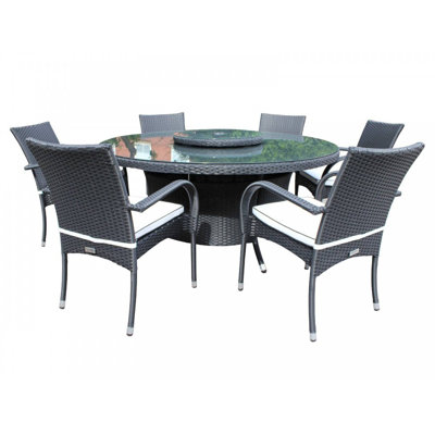Kiska 6 - Person Patio Dining Set with Round Table , Cushions Included
