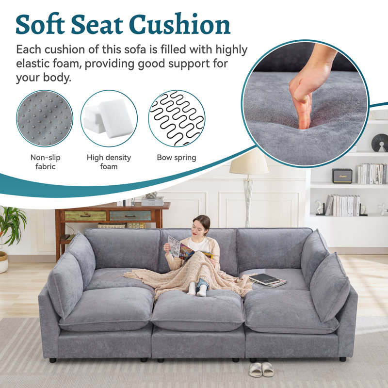 106.77” W Oversized 6-Seater Modular Sofa | Comfort & Style