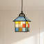 Luminaire suspendu en verre teinté 1 lumière en forme de maison Tiffany