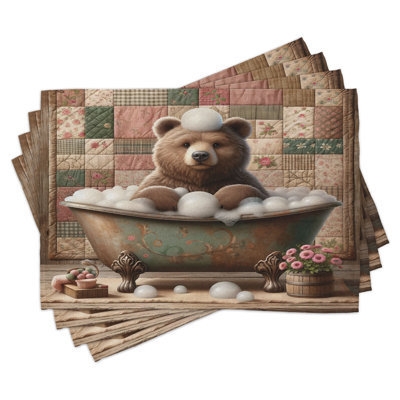 Polyester Chocolate Rose Green Rectangle Placemat