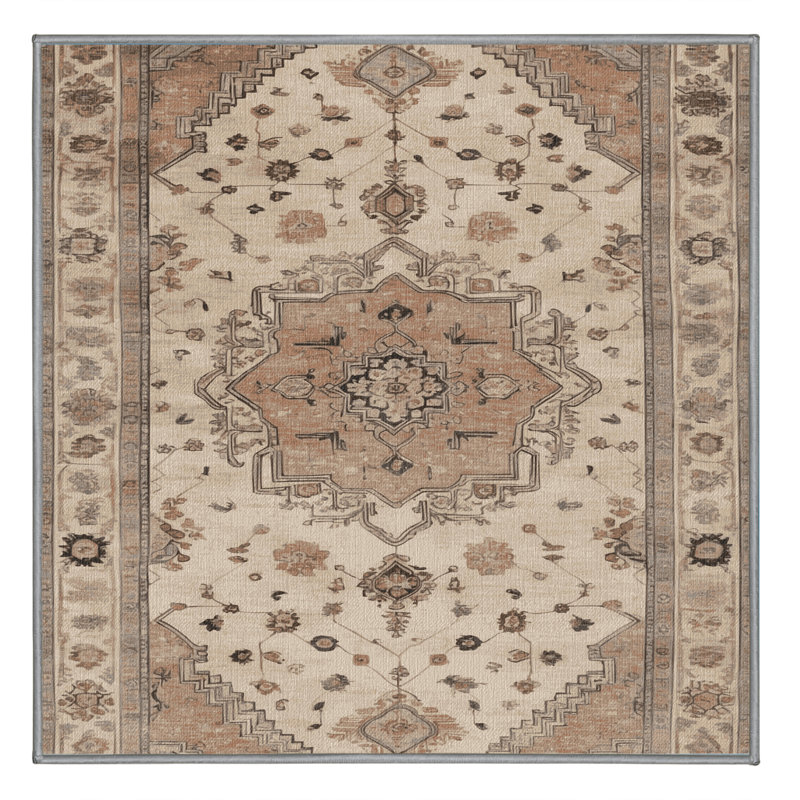 Tapis gris Afyon lavable à la machine, Carré 5 pi