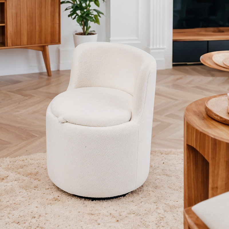 Upholstered Teddy and Sherpa Swivel Barrel Chair