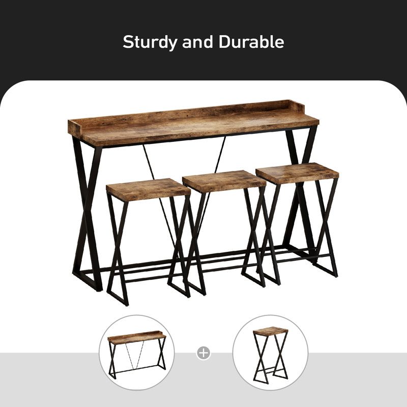 Viorika 3 - Person Trestle Dining Set, Brown, Brown/Black