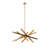 Chalker 12-Light Viper Sleek Golden Rod Natural Brass Sputnik Chandelier Adjustable Arms