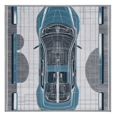 Machine Washable Transportation Gray Area Rug