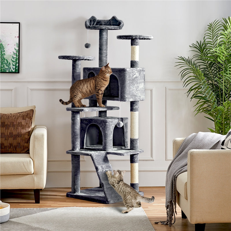 Cat Tree, Dark Grey, 178cm H x 55cm W x 55cm D