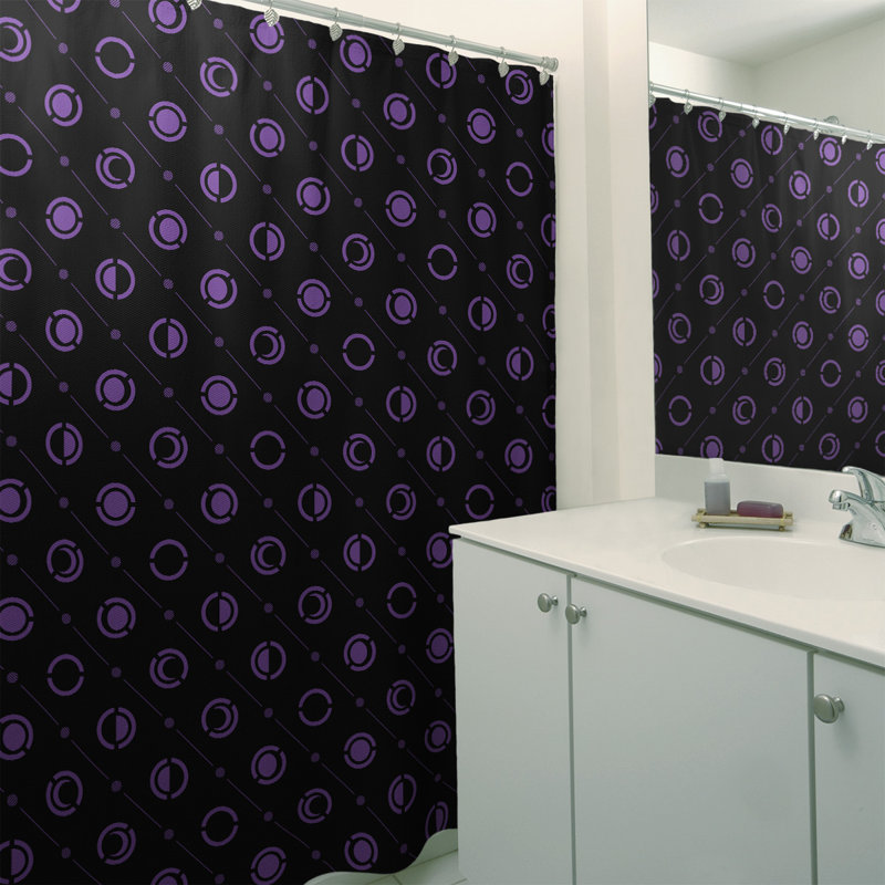 Rideau de douche à phases simples classic moon Noira Gothard, Mauve / Noir