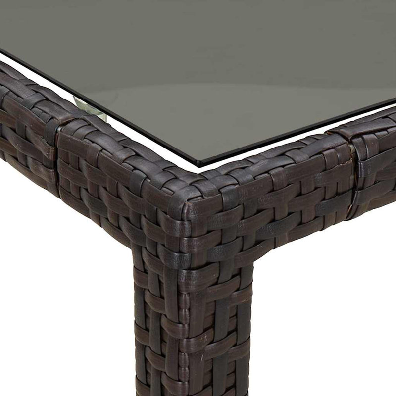 Table de jardin vidaXL en rotin de poly 74,80 x 35,43 x 29,53, H 29,7 po x L 74,8 po x l 35,4 po, Brun