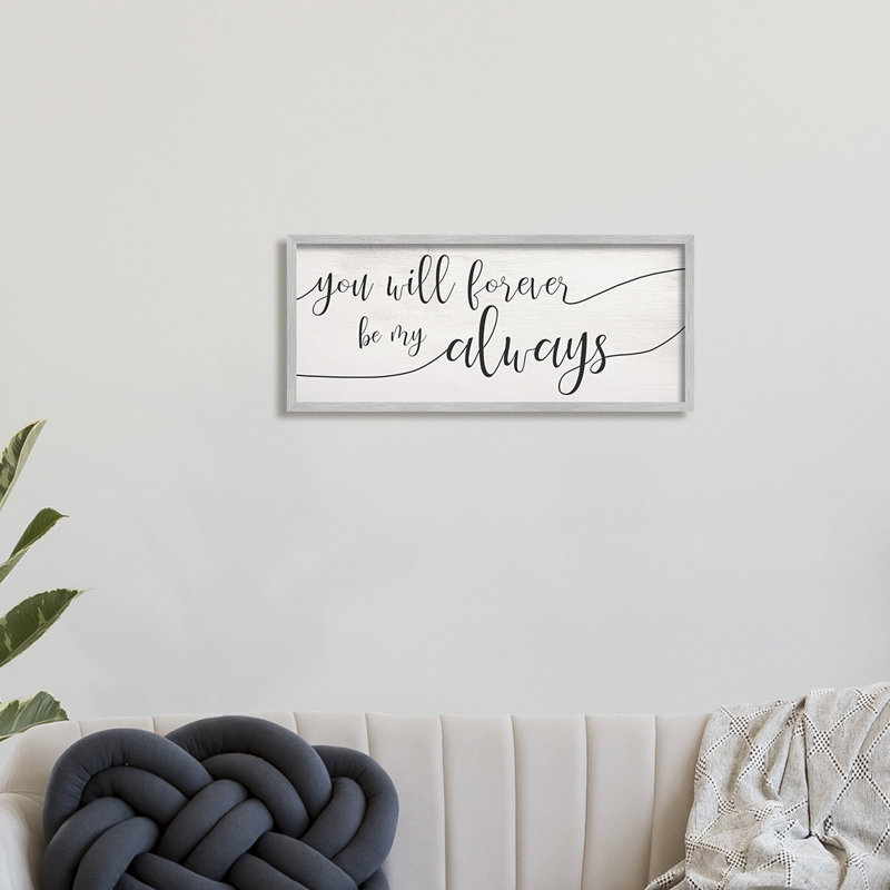 Gray Framed Romantic Typography Canvas Print, 10" x 24"