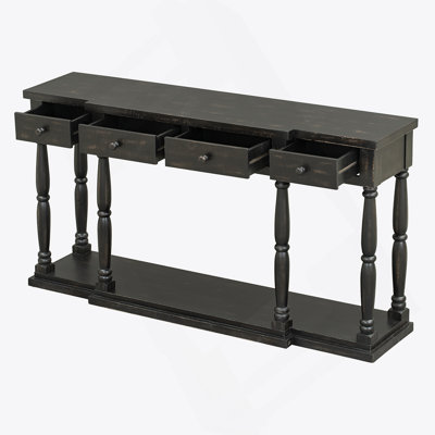 Sophisticated Senior Console Table For Hallway, Living Room, And Bedroom With Four Front-Facing Storage Drawers And One Shelf For Optimal Organization
