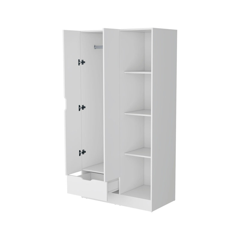 Armoire 2 portes avec compartiment ouvert Cimarron, Blanc
