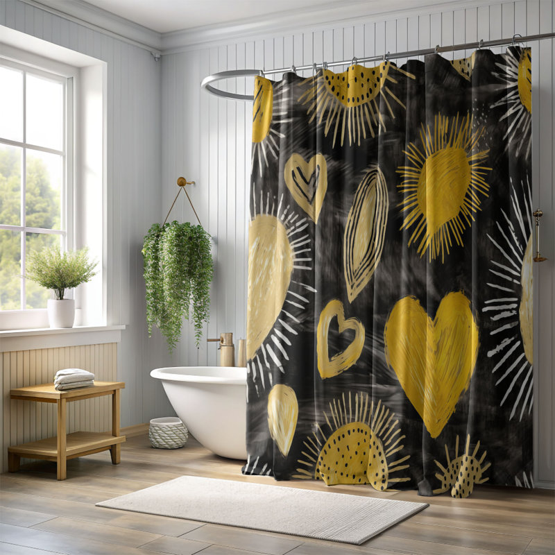 Rideau de douche Elegant Hearts - Premium, H 74 po x l 71 po