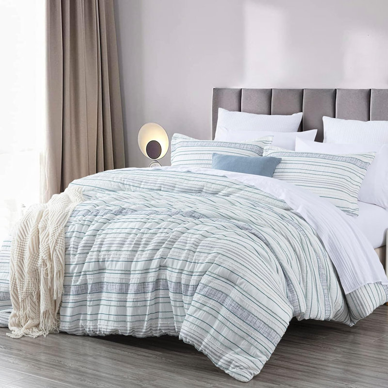 Boho Striped Clip Jacquard Comforter Set with Sheets, FullComforter+2StandardShams+2StandardPillowcases