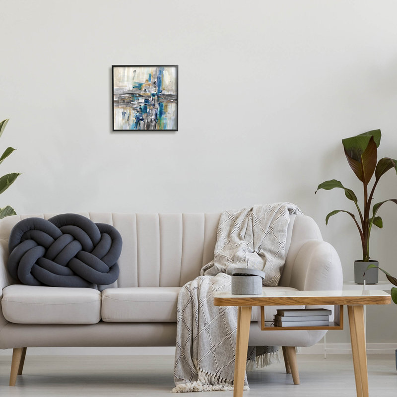 «Chaotic Abstract Blue Arrangement», art de la giclée encadrée par Susan Jill, H 12 po x l 12 po x P 1,5 po