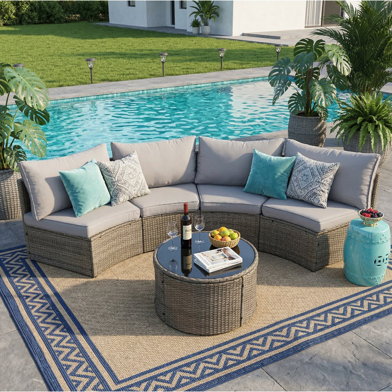 Canapé modulaire demi-lune pour l'extérieur
