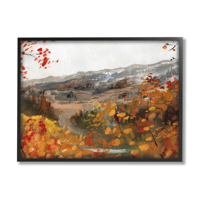 Feuillage d'automne, scène de montagne, estampe numérique par Caverly Smith, Giclée encadrée noir minuit
