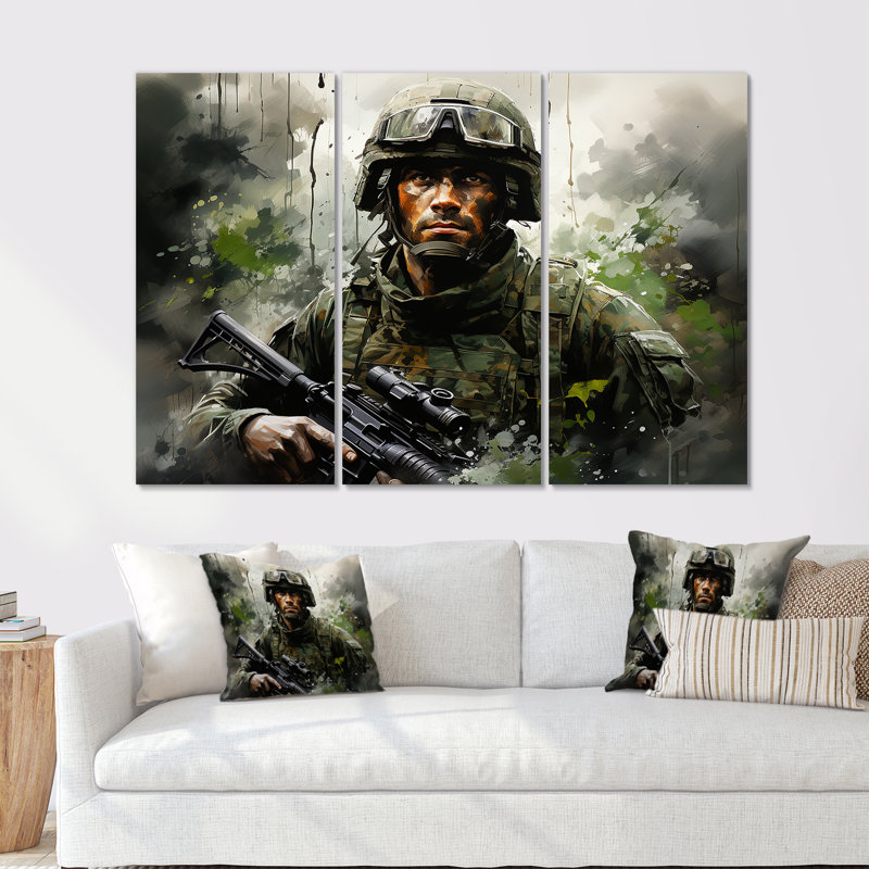 Vietnam Militarty Landscape Warriors Resilience II - ensemble d'art mural sur toile militaire, H 28 po x l 36 po x P 1 po