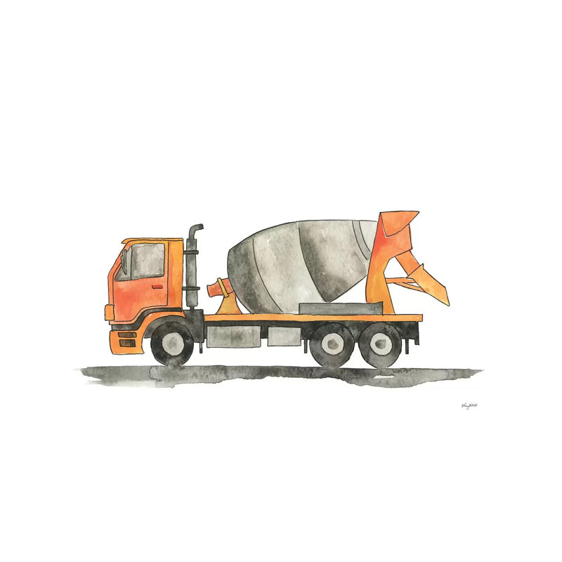 Camion de ciment - impression sur toile tendue, H 12 po x l 18 po x 1,5 po
