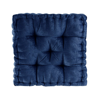 Poly Chenille Square Floor Pillow Cushion Navy 20X20"