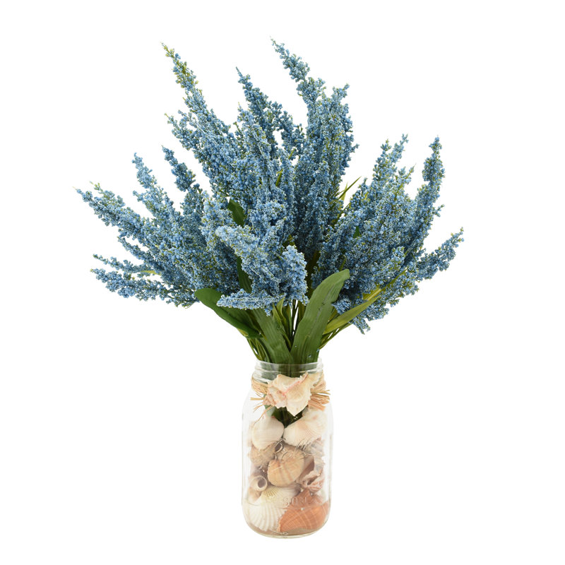 Arrangements floraux en pot Mason, Bleu
