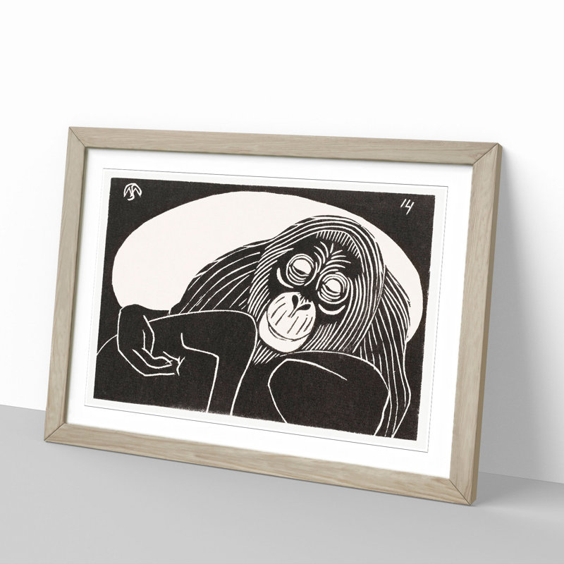 Orangutan by Samuel De Mesquita - Framed Print, 36cm H x 48cm W x 2cm D, Oak Framed