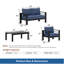 Ensemble de conversation 4 pièces avec 4 coussins bleus épais, structure noire et table basse-1857356041-1857356081