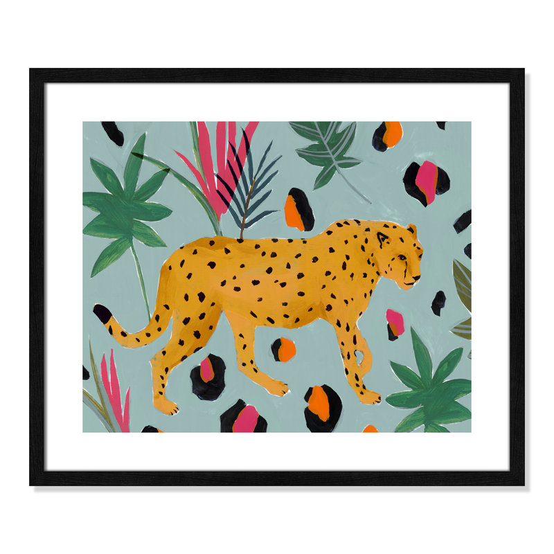 Walking Cheetah II by Isabelle Z, 21.5" H x 25.5" W x 0.75" D, Black Wood Framed Paper