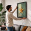 Golden Starfish Coastal - Framed Print-1969740259-1969740262