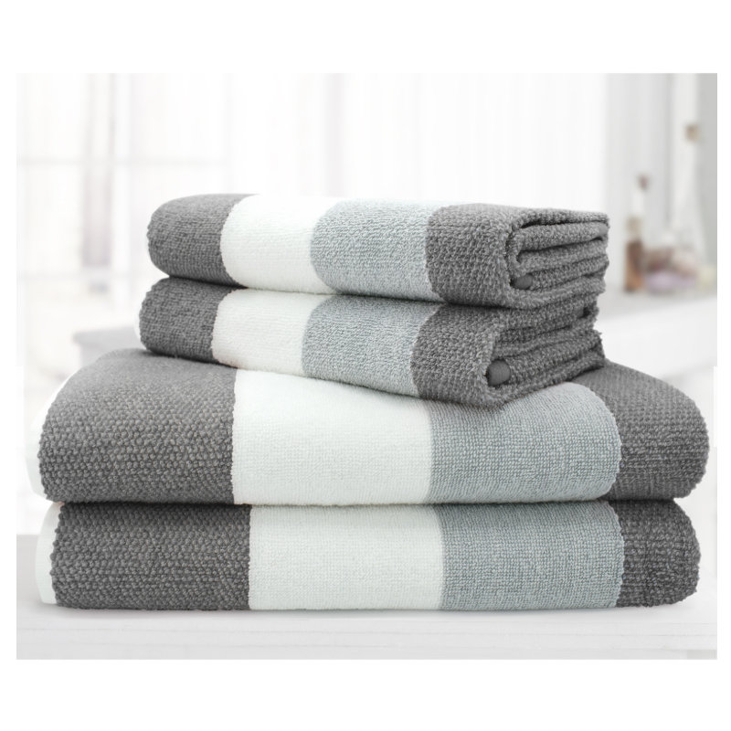 Weston 100% Cotton Stripe - 4Pc Towel Bale Set, Grey