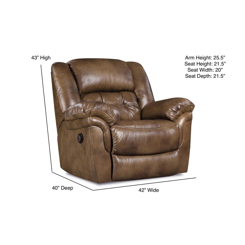 Salka Upholstered Power Recliner, Brown Genuine Leather