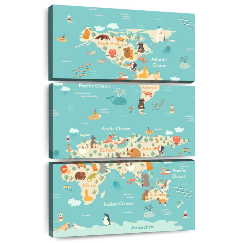 Aliaz Animal Continent Map, 50" H x 32" W