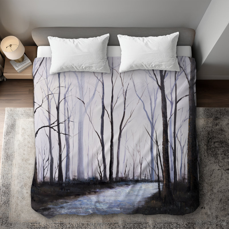 Desert Forest Black Modern King Duvet Cover - Home Decor