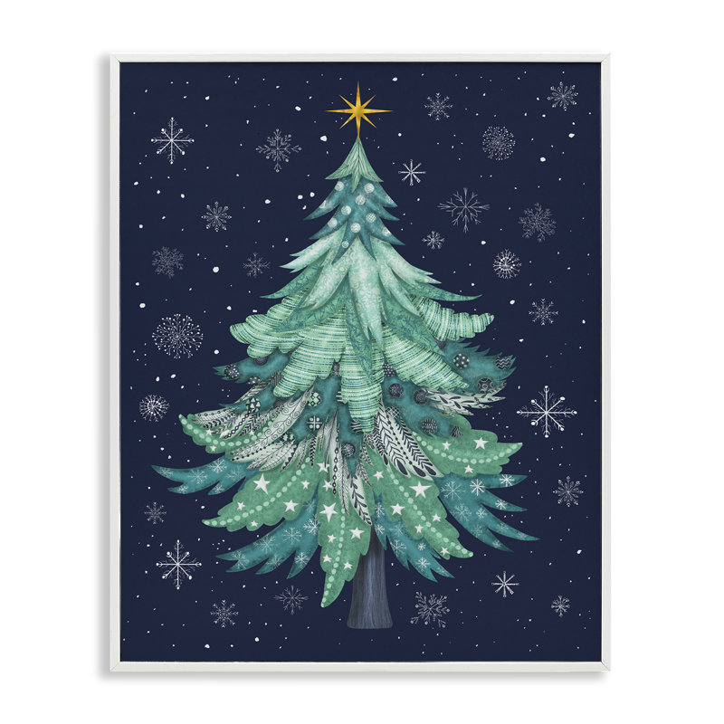 Art abstrait, estampe numérique d'arbre de Noël par Darlene Seale, Estampe numérique encadrée blanc bord de mer