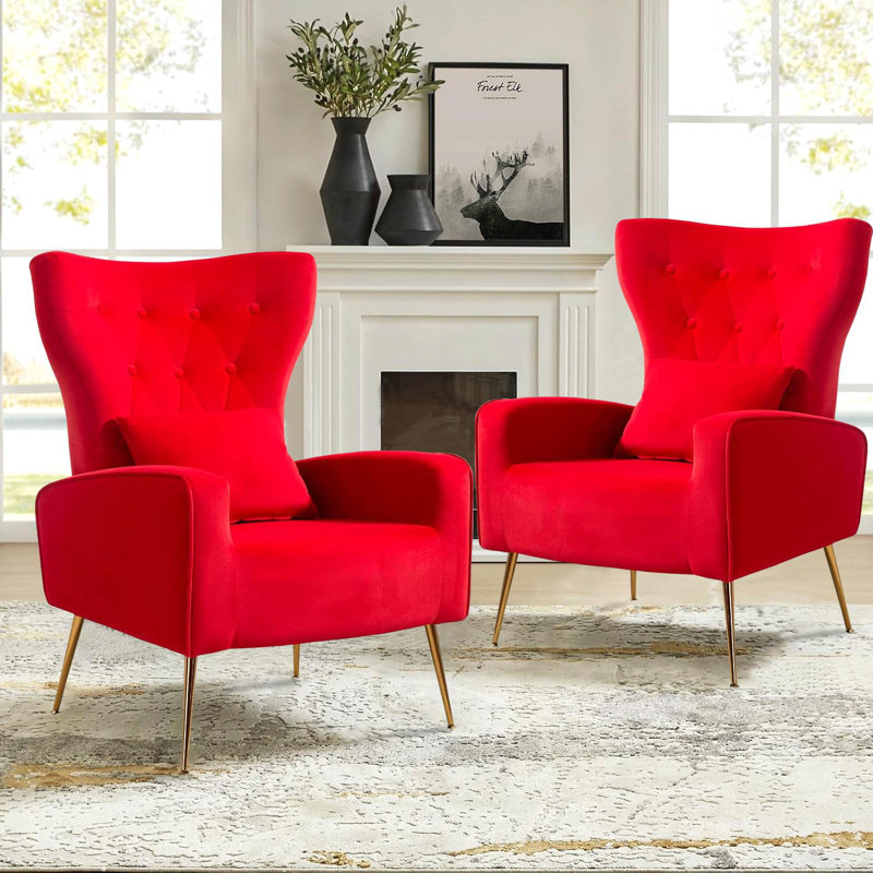 Velvet Armchair, Red