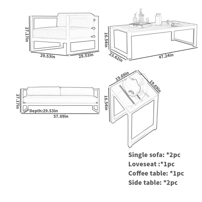 Canapé d'extérieur en aluminium pour terrasse