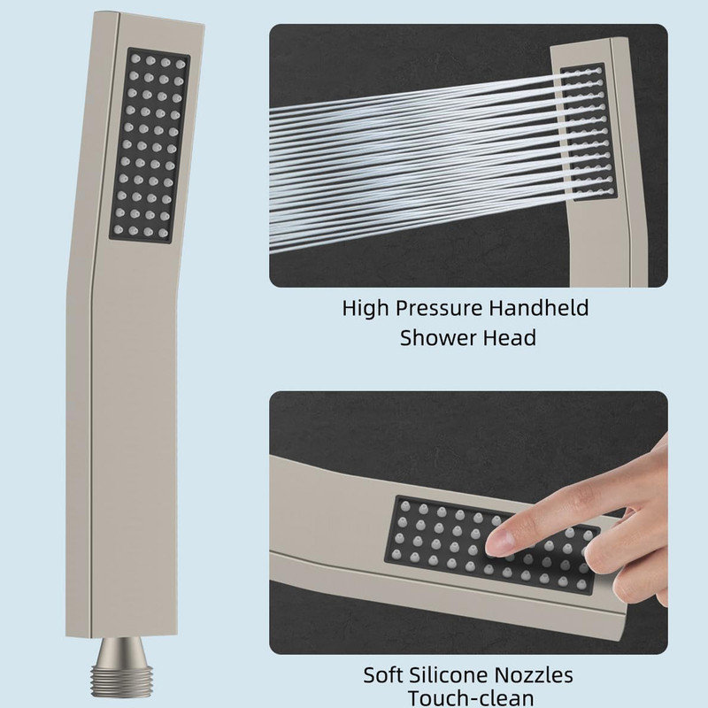 Brushed Nickel Adjustable Dual Shower Head with Handheld Wand