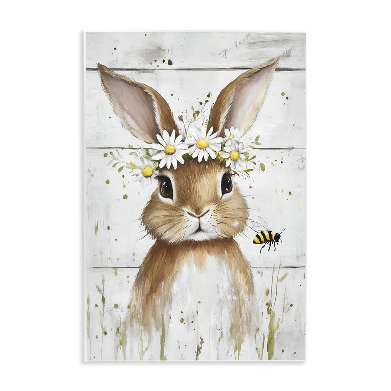 Plaque murale The Bunny & The Bee, design par Tina LeCour, H 19 po x l 13 po