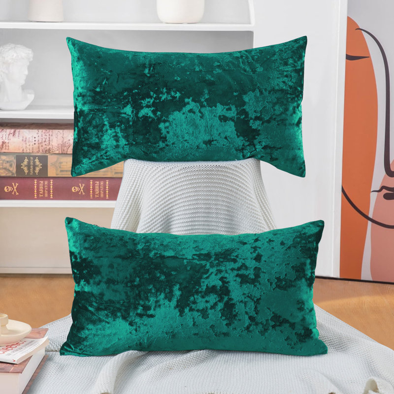 Housse de coussin lombaire en velours froissé, Saphir